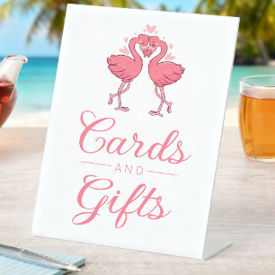 Tropisch Strand Roze Flamingo Kaarten & Cadeaus Br Reclamebord Met Voetstuk