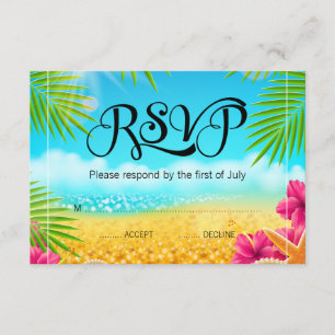 Tropisch strand Roze Hibiscus Bat Mitzvah RSVP Kaartje