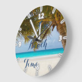 Tropisch strand, Sand Ocean Sky Palm Grote Klok (Hoek)