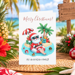 Tropisch strand Santa Kerstmis Kaart