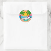 Tropisch strand Santa palmboom Kerstmis Ronde Sticker (Tas)