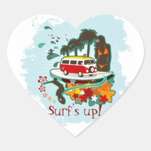 Tropisch strand scène hart sticker