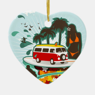 Tropisch strand scène keramisch ornament