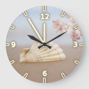 Tropisch strand, schelp, plumeria grote klok