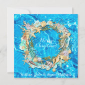 Tropisch strand schelpen zeester zanddollar  feestdagenkaart (Voorkant)