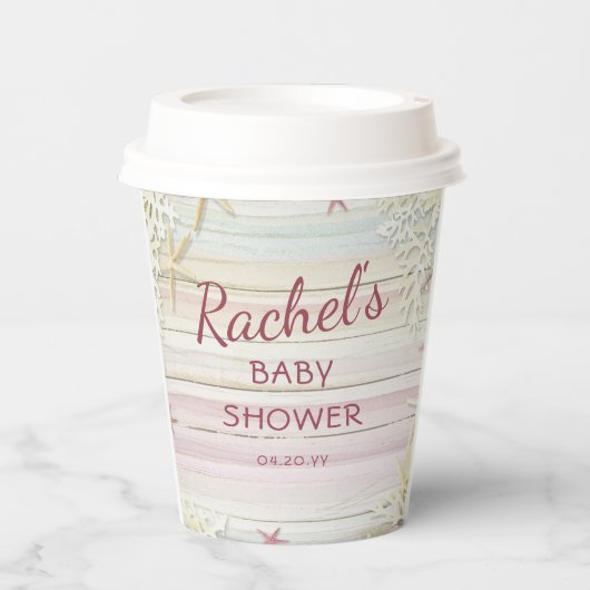 Tropisch strand Seashell Modern Boho Baby shower Papieren Bekers (Voorkant)