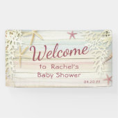 Tropisch strand Seashell Modern Boho Baby shower Spandoek (Horizontaal)