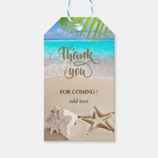 Tropisch strand, Seastar, Seashell Dank je Cadeaulabel (Voorkant)