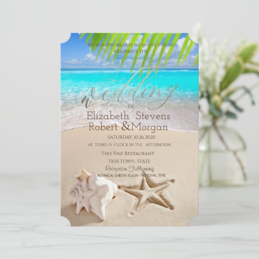 Tropisch strand, Seastar, Seashell Kaart (Staand voorkant)