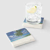 Tropisch strand | Seychellen Stenen Onderzetter (Zijkant)