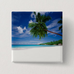 Tropisch strand Seychellen Vierkante Button 5,1 Cm