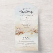 Tropisch strand Shells Destination Wedding All In One Uitnodiging (Binnen)