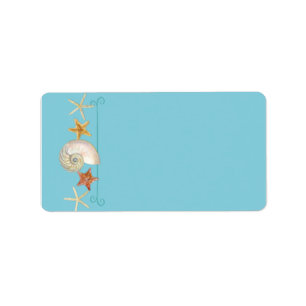 Tropisch strand Shells Starfish Nautilus Summer Etiket