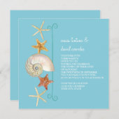 Tropisch strand Shells Starfish Nautilus Summer Kaart (Voorkant / Achterkant)