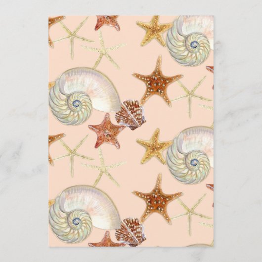 Tropisch strand Shells Starfish Nautilus Summer Menu (Achterkant)