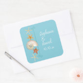 Tropisch strand Shells Starfish Nautilus Summer Vierkante Sticker (Envelop)