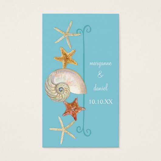 Tropisch strand Shells Starfish Nautilus Summer Visitekaartjes (Voorkant)