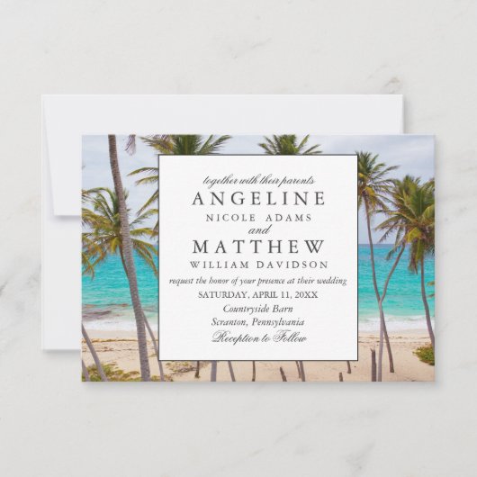 Tropisch  strand Shore Palm Weddenschap Kaart (Voorkant)