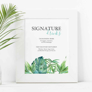 Tropisch strand Signature-drinks Huwelijksbord Poster