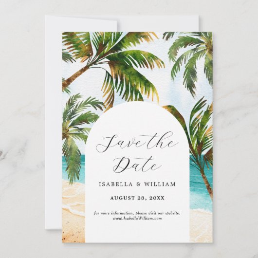 Tropisch strand sparen de Datum Save The Date (Voorkant)