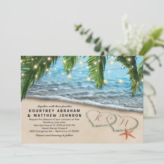 Tropisch strand Starfish Heart Shore Weddenschap Kaart (Staand voorkant)