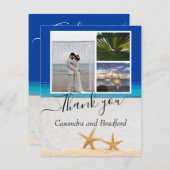 Tropisch strand Starfish in Sand Wedding Dark Blue Bedankkaart (Voorkant / Achterkant)