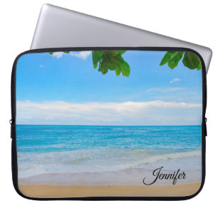 Tropisch strand Sun Sand en Zee Custom Laptop Sleeve