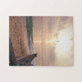 Tropisch strand Sunset Boat Legpuzzel (Horizontaal)