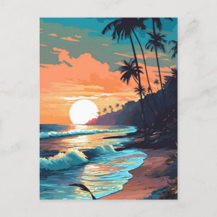 Tropisch strand Sunset Briefkaart