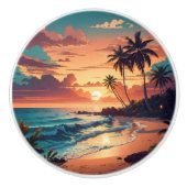 Tropisch strand Sunset Groot Keramische Knop (Voorkant)