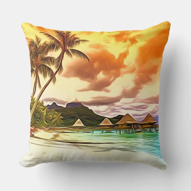 Tropisch strand Sunset Sierkussen (Voorkant)