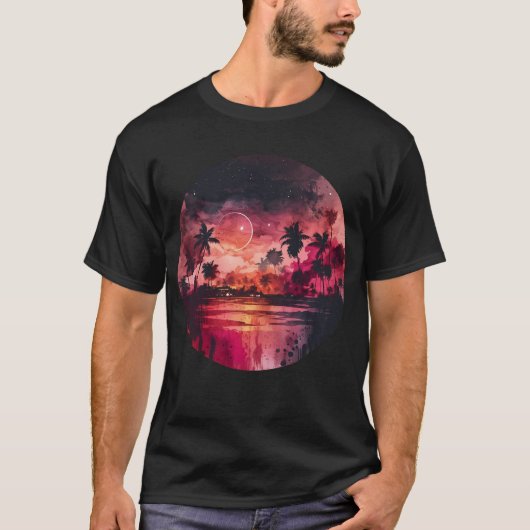 Tropisch strand Sunset T-shirt (Voorkant)