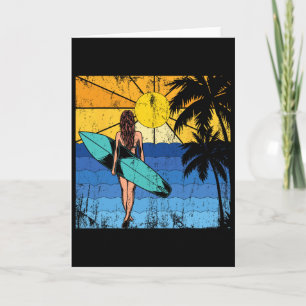 Tropisch strand surf zonsondergang surfplank surfe kaart