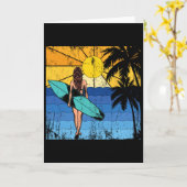 Tropisch strand surf zonsondergang surfplank surfe kaart (Gele Bloem)