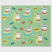 Tropisch strand Surfende Kerstmis met kerstmis Cadeaupapier (Vlak)
