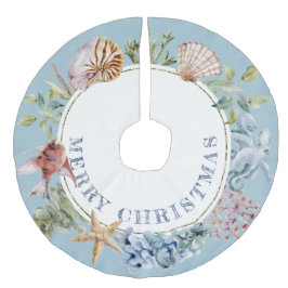 Tropisch strand thema Blauwe kerst Imitatie Linnen Kerstboom Kleed