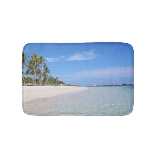 Tropisch strand thema wit zand in Canada Beach Badmat (Voorkant)