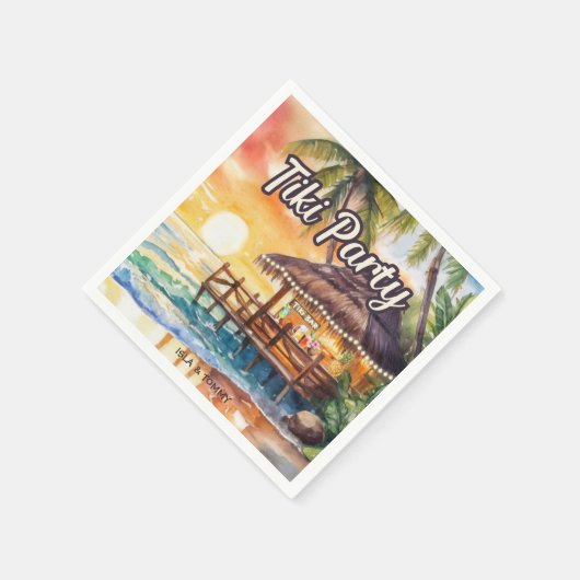 Tropisch strand Tiki-feestcocktail Servet (Hoek)