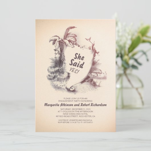 tropisch strand | Verlovingsfeest Kaart (Staand voorkant)