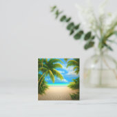 Tropisch strand vierkante visitekaartje (Staand voorkant)
