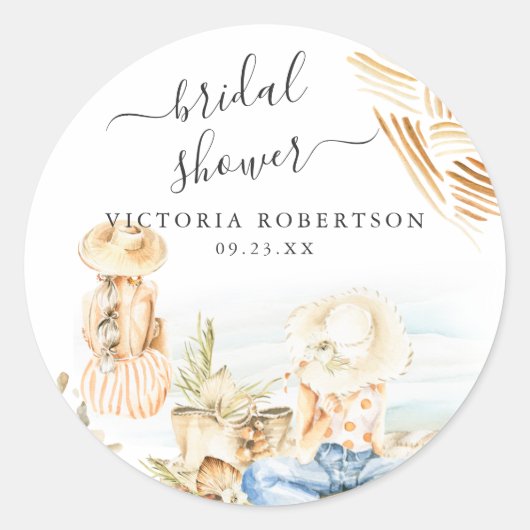 Tropisch strand Vrijgezellenfeest Ronde Sticker (Voorkant)