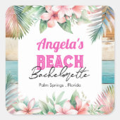 Tropisch strand vrijgezellenfeest vierkante sticker (Voorkant)