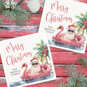 Tropisch strand Vrolijk Kerstfeest Servet