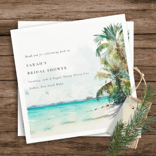 Tropisch strand waterverf palmbomen bruiloftsborre servet