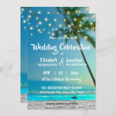 Tropisch strand Weddenschap palms String Lights Mo Kaart (Voorkant / Achterkant)