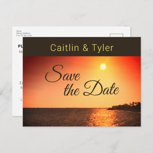 Tropisch strand Weddenschap Zonnetijd sparen de Da Aankondigingskaart (Voorkant / Achterkant)