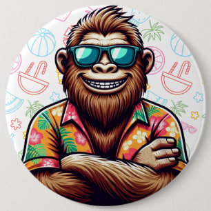 Tropisch/strand yeti/bigfoot ronde button 6,0 cm