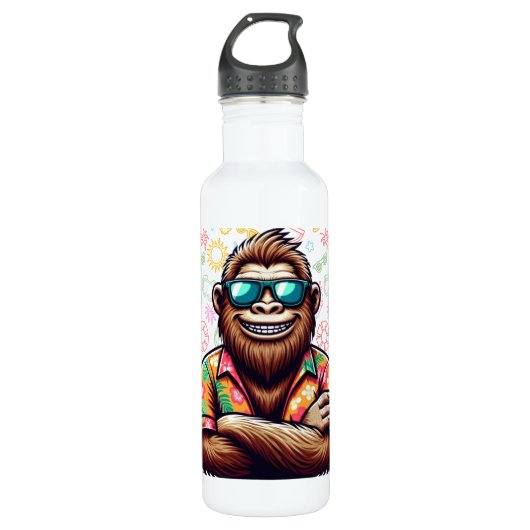 Tropisch/strand yeti/bigfoot waterfles (Voorkant)