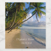 Tropisch strand, zand, palm wijn etiket (Enkel label)