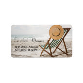 Tropisch strand, Zand, Stoel, Relax Etiket (Voorkant)